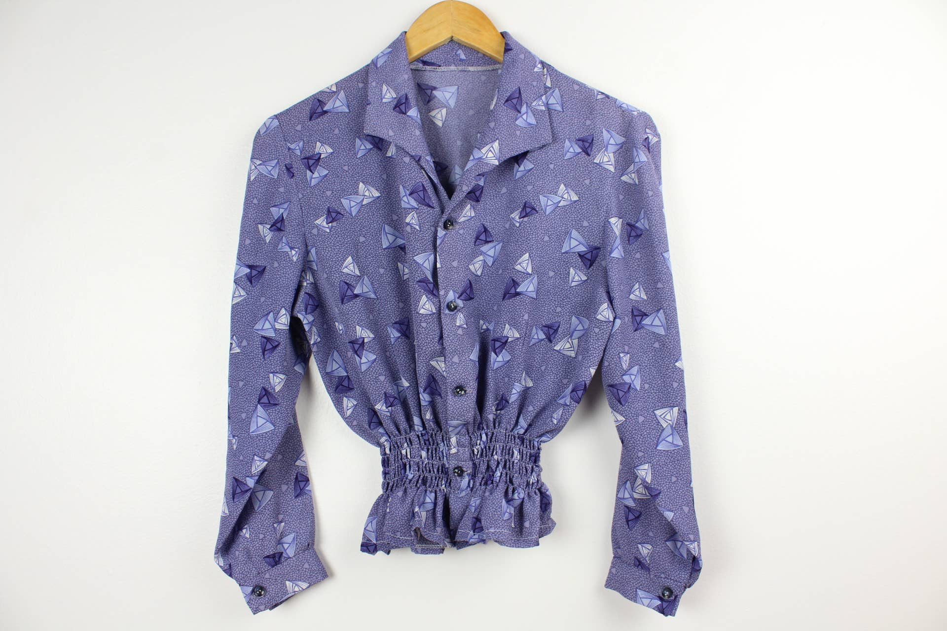 Sun's Out! - Wholesale Blouse - Women's - Reworked Vintage Long-Sleeve Button Up Blouse - Cinched16