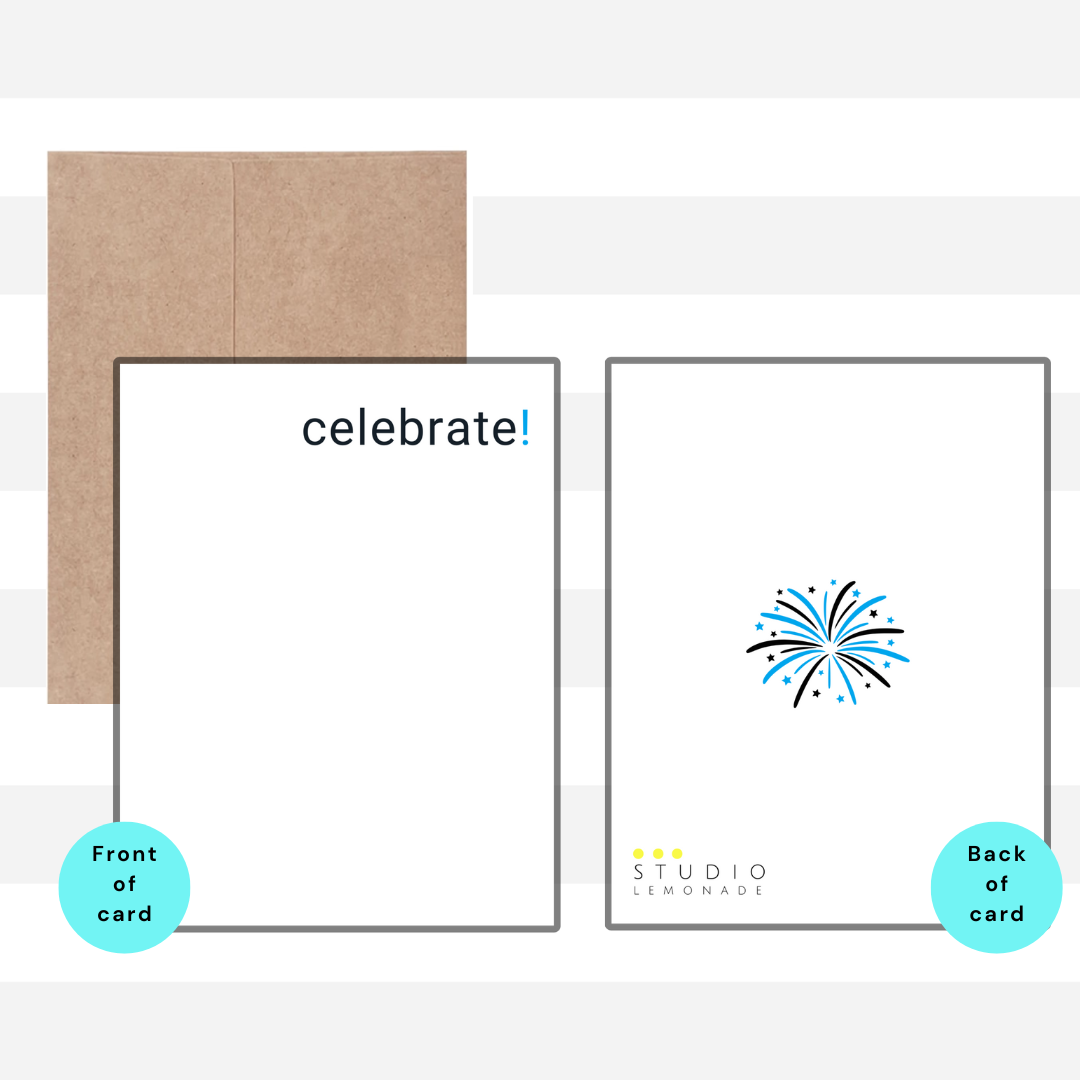 STUDIO LEMONADE - Wholesale Congratulations Card - celebrate! Greeting Card with Kraft Envelope6