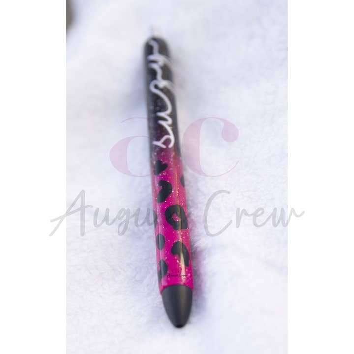 August Crew - Wholesale Pen - Leopard Glitter Pen Epoxy1