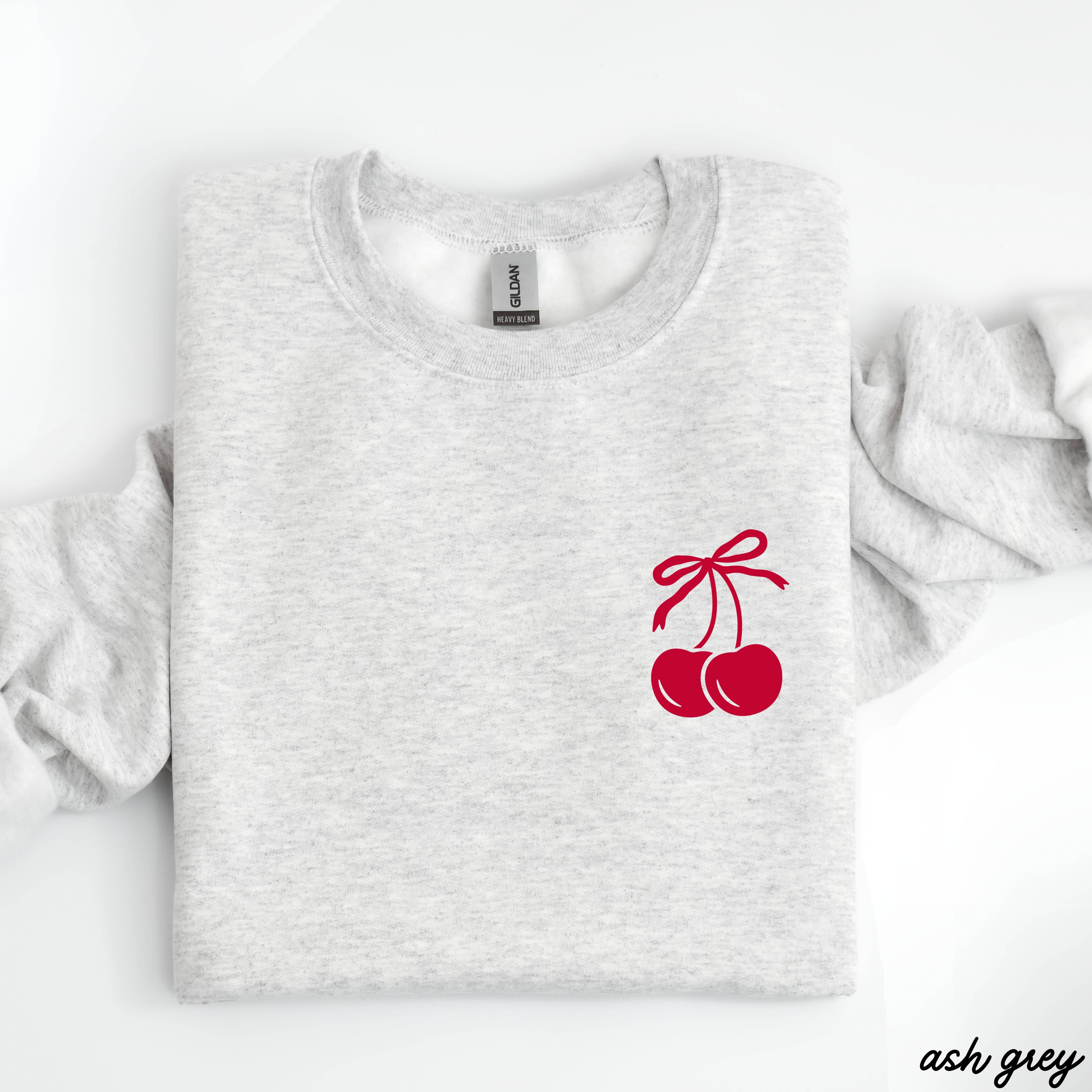 Chloe Vs Tank - Wholesale Graphic Sweatshirt - Women's - Pocket Cherry Coquette Sweatshirt *5 Colors (S-3X)2
