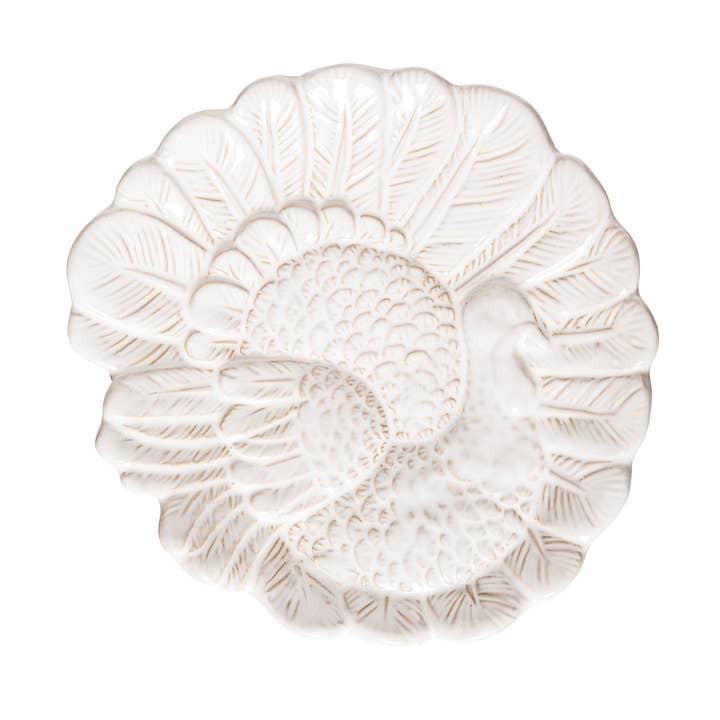 Fall/Harvest White Turkey Thanksgiving Decorative Plate for wholesale by C&F Home