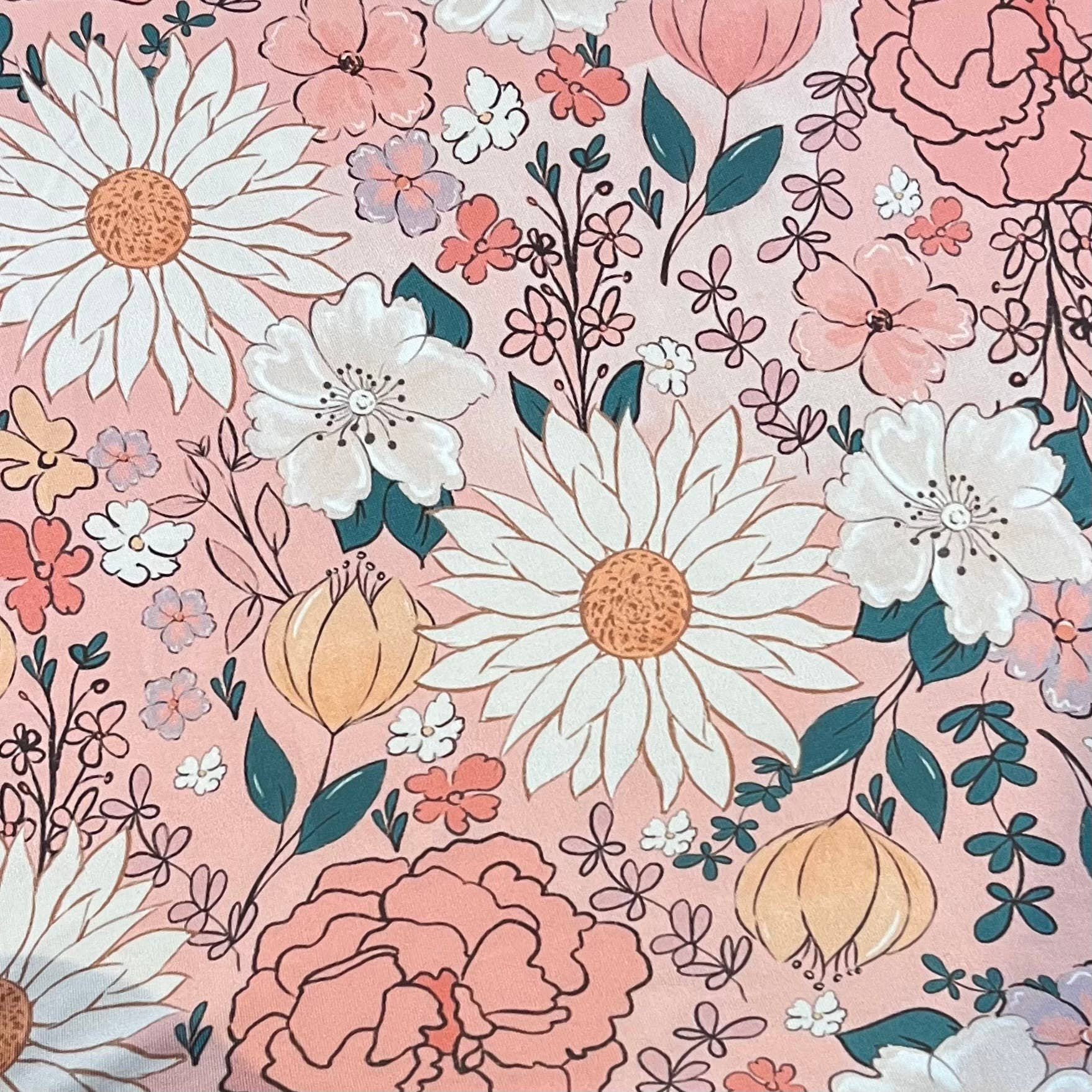 Jazy and Eve - Wholesale Craft Supplies - Floral pink Stretch fabric, retro baby fabric by the yard0