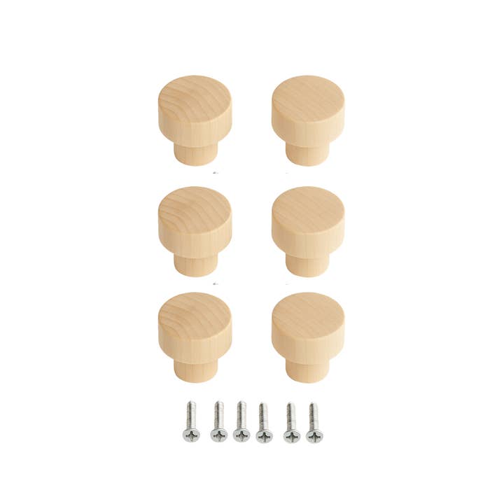6 Natural cabinet knobs, Solid wood 35x25mm for wholesale by Atelier HM Design