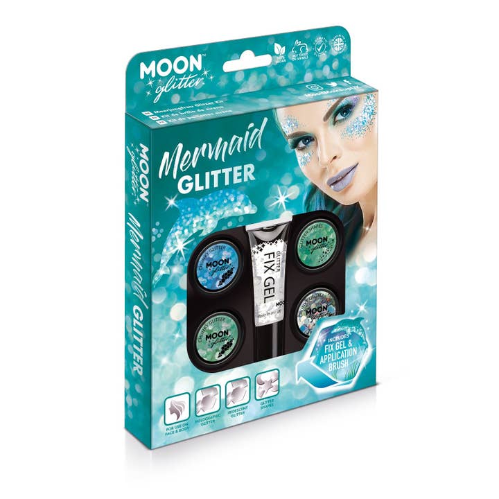 Mermaid Face & Body Glitter Kit Boxset for wholesale by Moon Makeup