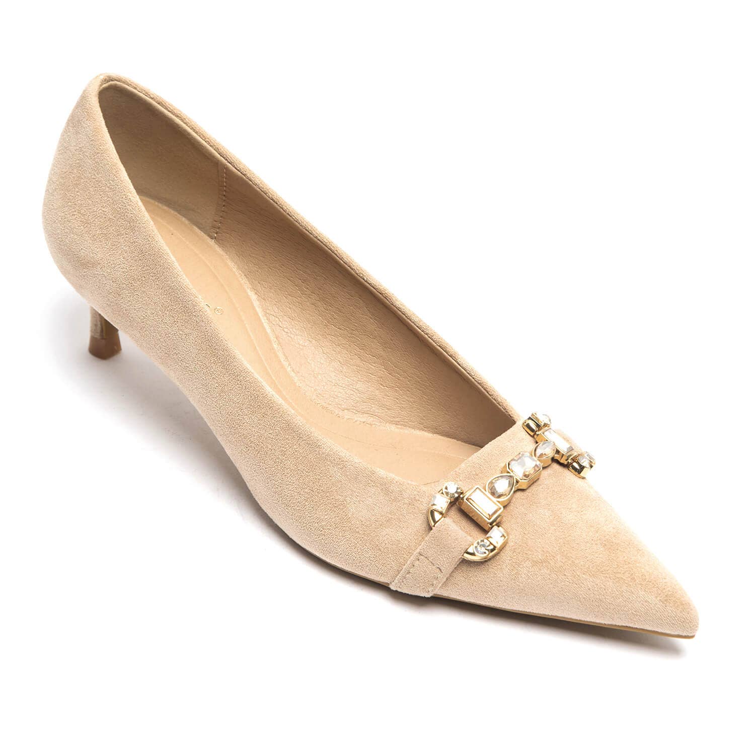 No Doubt Shoes – wholesale Low heels – Women′s – POINTED TOE GEMSTONE PUMP HEEL WITH GOLD CHAIN PARTY SANDALS6