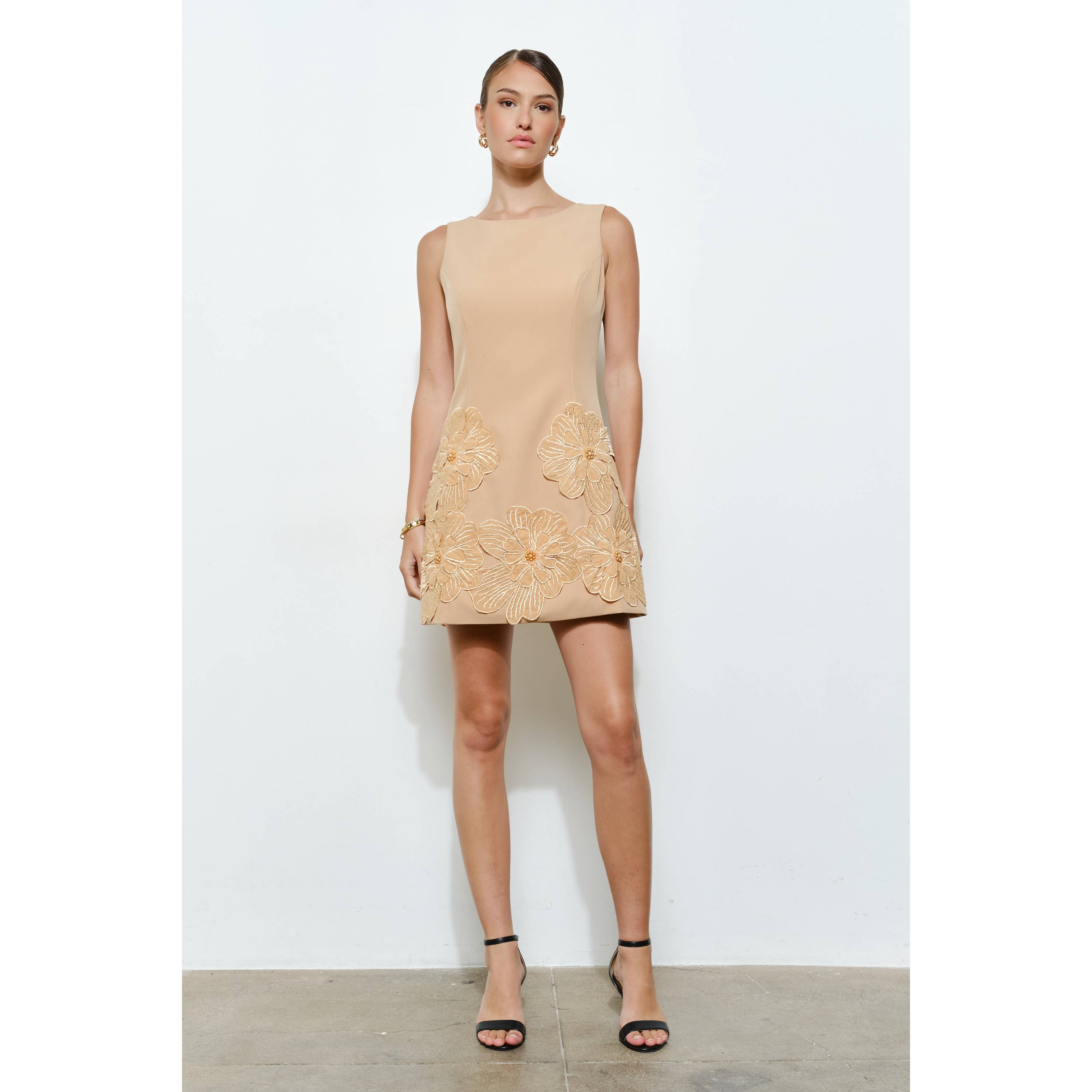 INA - Wholesale Dress - Women's - Floral Applique Sleeveless Mini Dress28