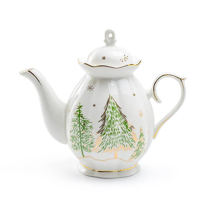 Grace Teaware - Wholesale Tea Pot - Christmas Pine Trees 40oz Fine Porcelain Teapot