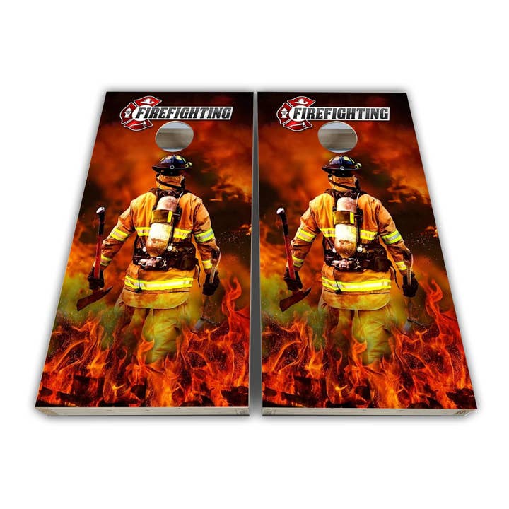 Fire Fighter Fireman Cornhole Wraps - Cornhole Wraps - Cornhole Skins - Enveloppe en vinyle - Ensemble laminé pour la vente par Cornhole Stop, LLC
