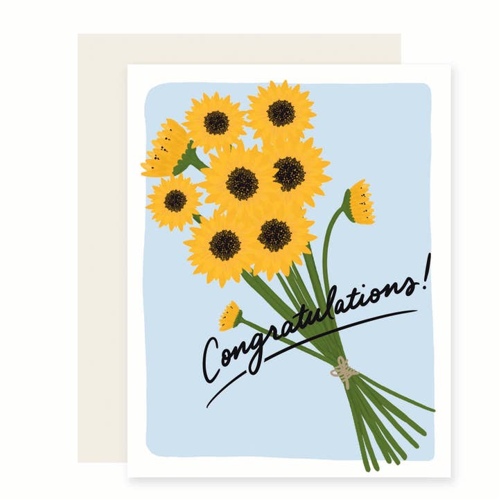 Gefeliciteerd Zonnebloemen | Leuke felicitatiekaart voor wholesale door Slightly Stationery