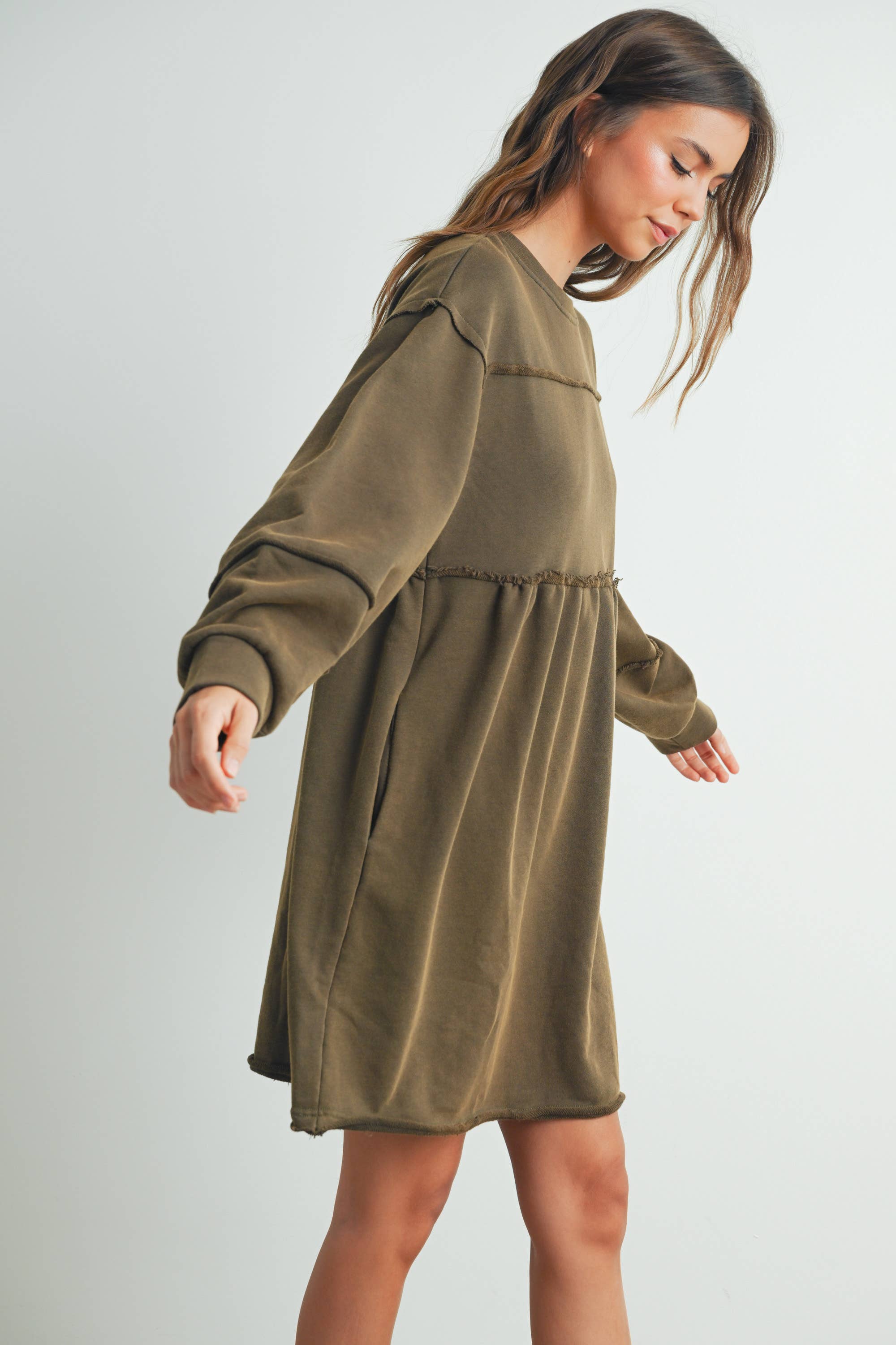 BUTTERMELON – wholesale Dress – Women's – Fall Full Sleeve Winter Mini Dress - BMD75074