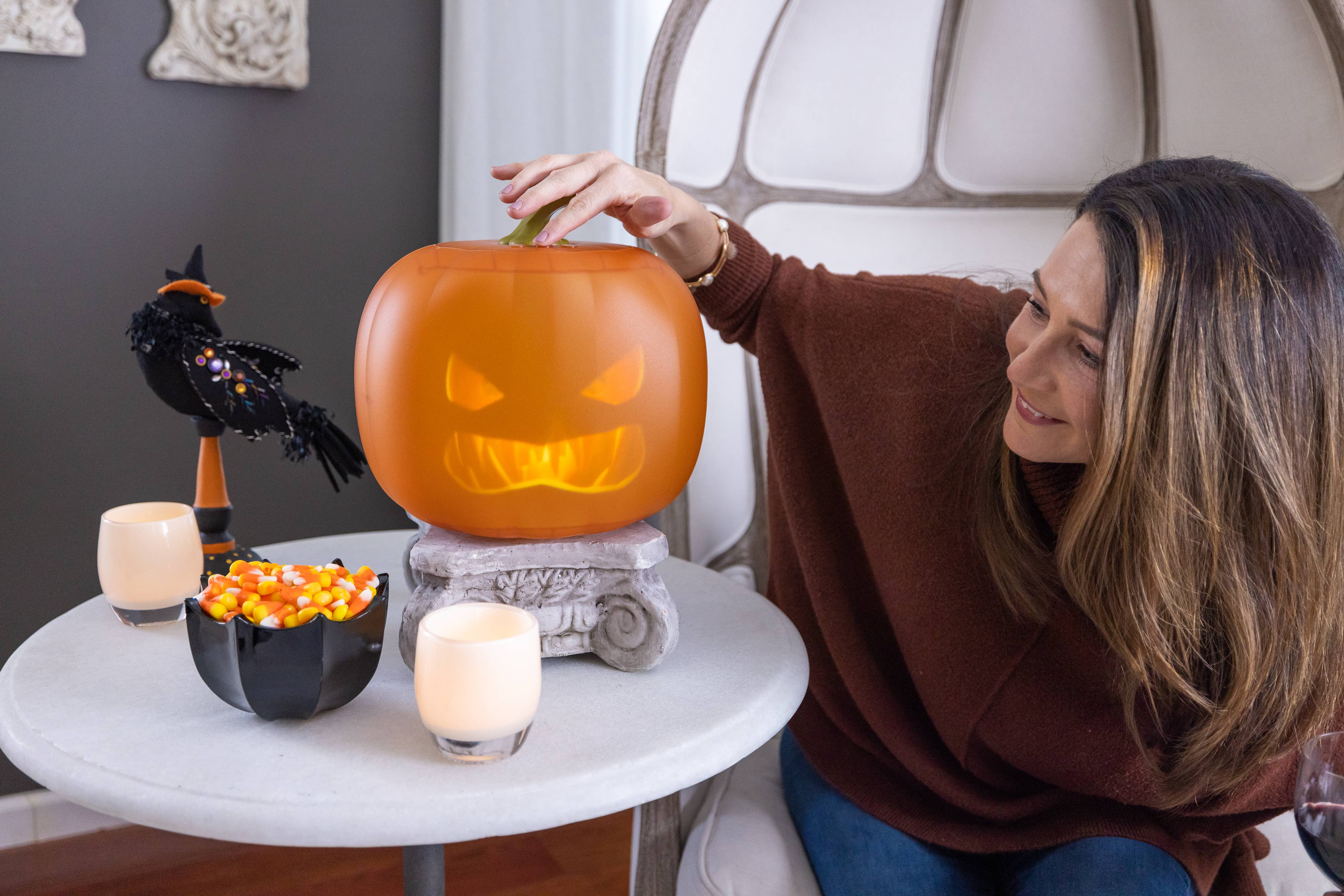 Mindscope Products – Engroshandel Bordpynt – Mindscope ANIMAT3D Jabberin' Jack Talking Animeret græskar10