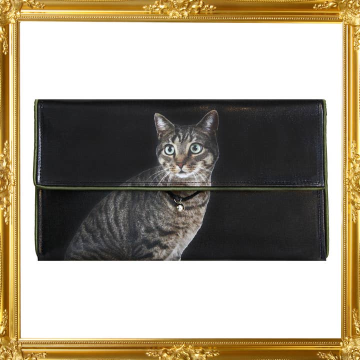 Tabby Cat Handmade Coated Canvas Crossbody Bag for wholesale by Kent Stetson Handbags