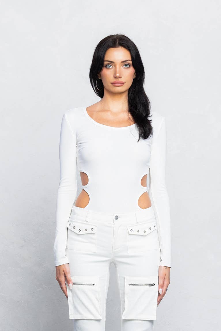 No Vacancy - Wholesale Bodysuit - Women's - Cut out back side long sleeves bodysuit3