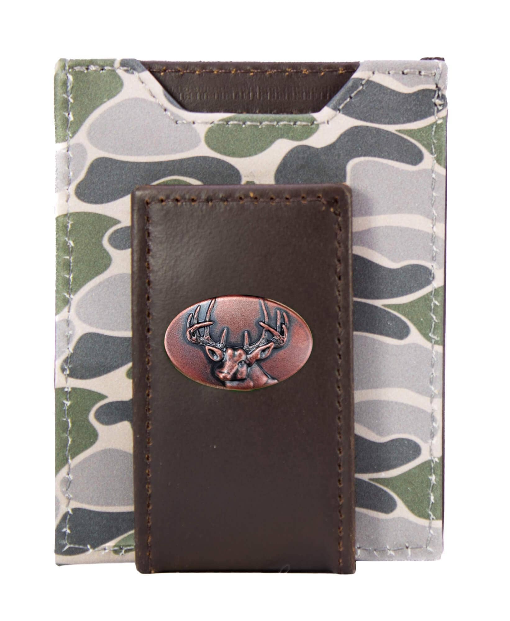 Zep-Pro - Wholesale Wallet - Men's - Buck Men's Magnetic Front Pocket Old School Camo Leather Wallet.1