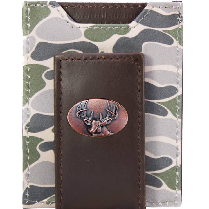 Zep-Pro - Wholesale Wallet - Men's - Buck Men's Magnetic Front Pocket Old School Camo Leather Wallet.1