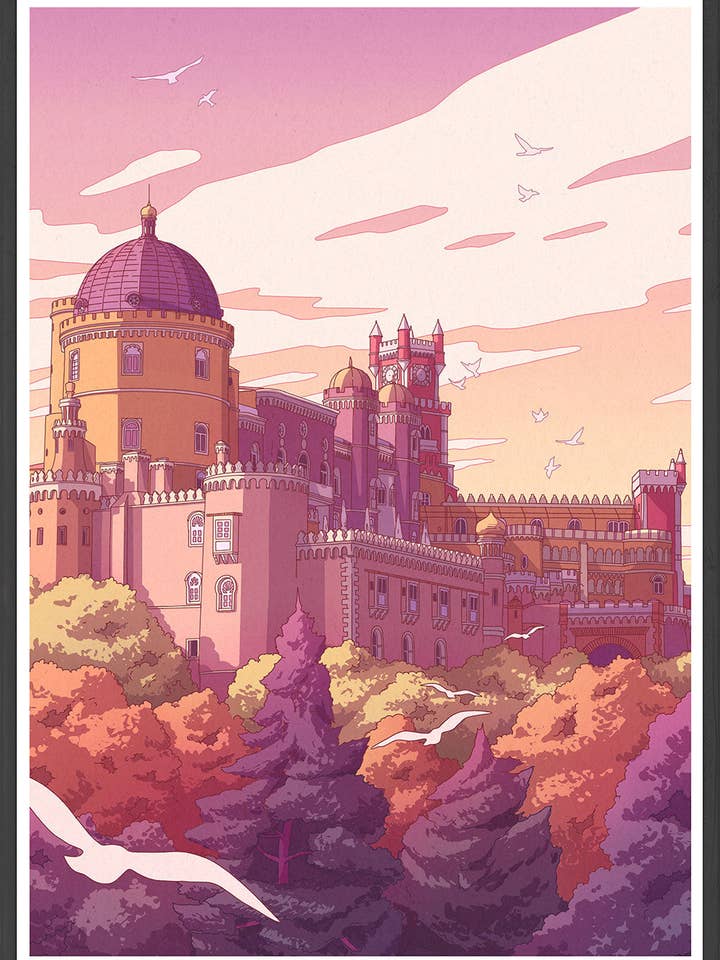 Pena Palace Portugal Travel Art Print for wholesale by The Underdog Print Shop