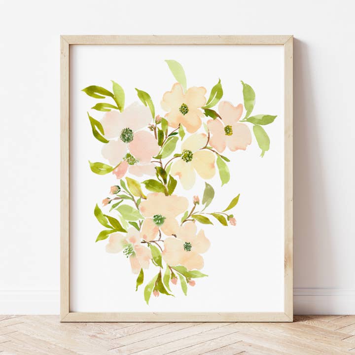 Aquarel Kornoelje Muurkunst Print, NC Flower Art Print voor wholesale door Pia Chella