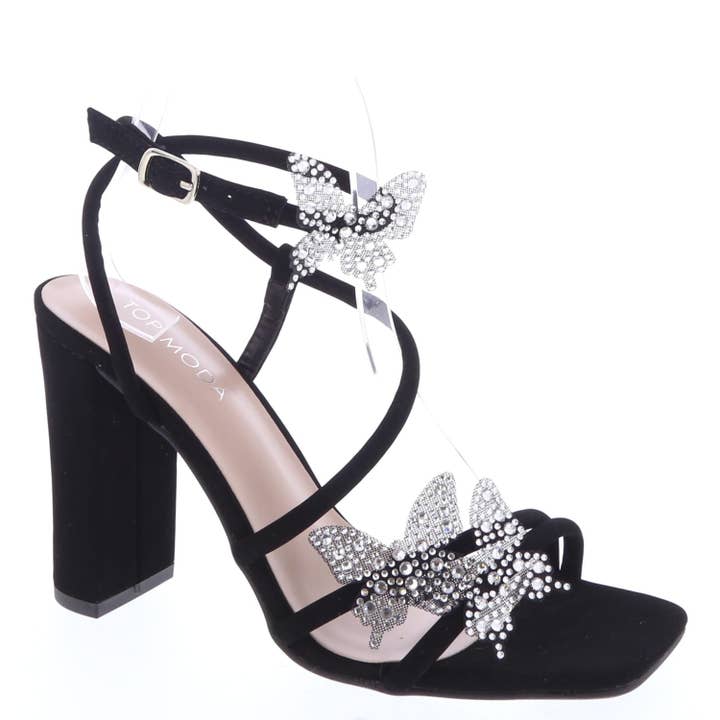 Mars Sky Shoes Wholesale - Wholesale High Heels - Women's - Top Moda AGATHA-8 Women Chunky Heel Shining Butterfly Sandal