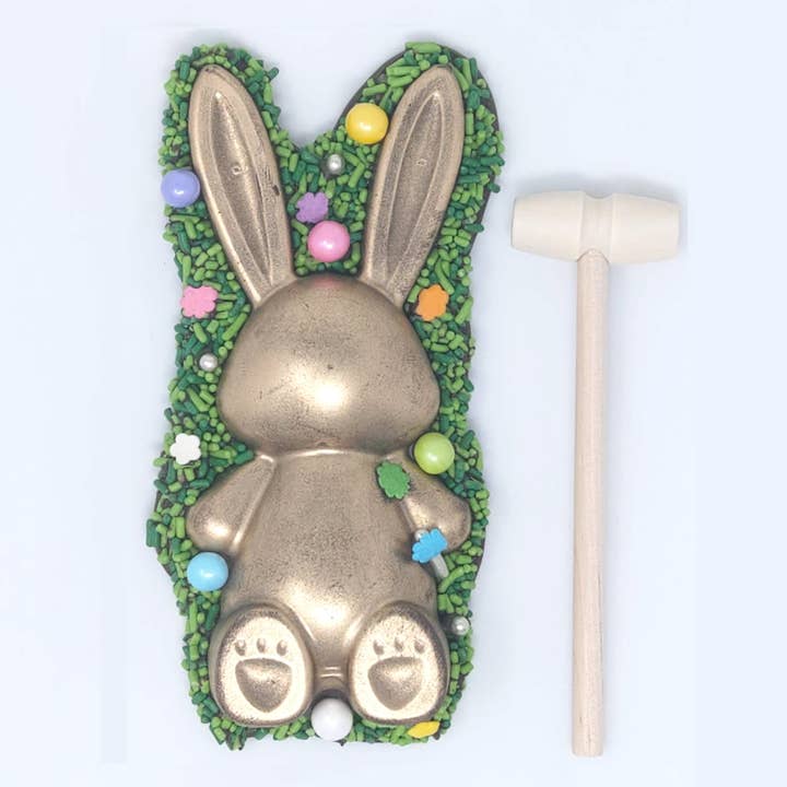 Wild Angel Treats, LLC – wholesale Chocolate-covered sweets – Gold Breakable Hollow Chocolate Easter Bunny with Candy