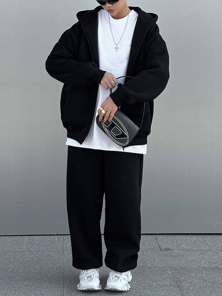 Rosa Clothing - Wholesale Lounge Set - Women's - Sporty Hooded Zip-Up Sweatshirt And Pants Set
