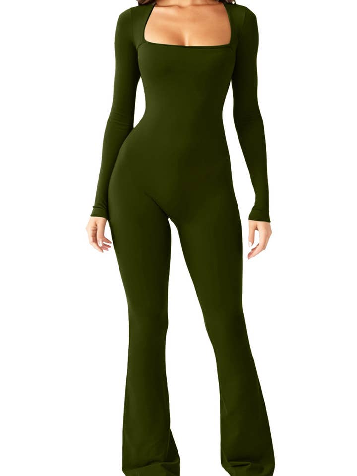 Lily Clothing - Wholesale Jumpsuit - Women's - Lift hip square neck wide leg high jump jumpsuit2