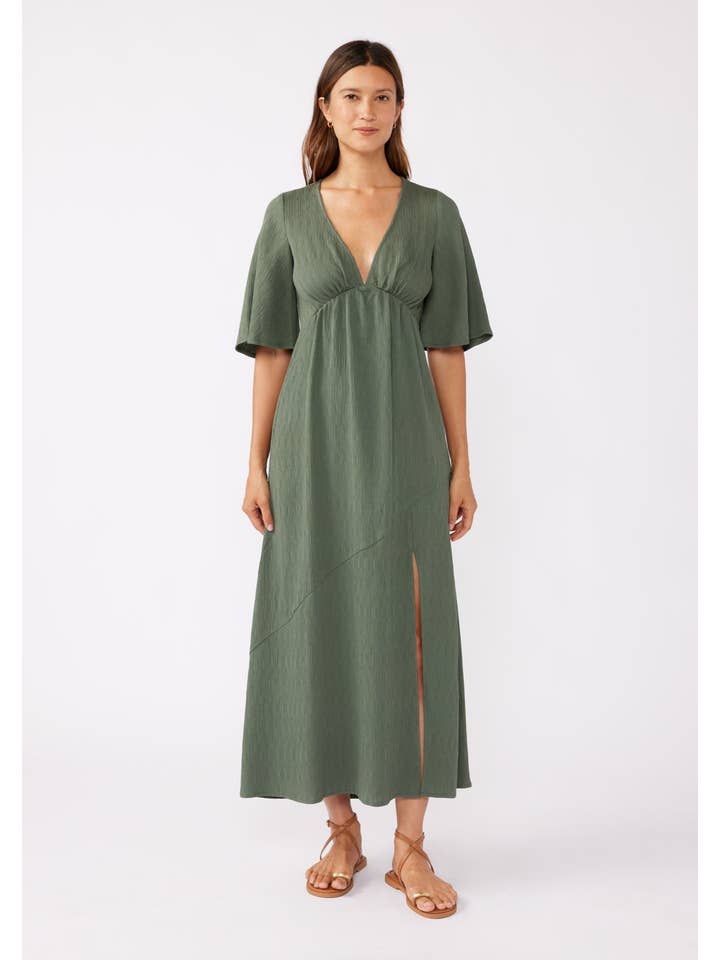 Lovestitch - Wholesale Dress - Women's - Empire Waist Maxi Dress with Slit