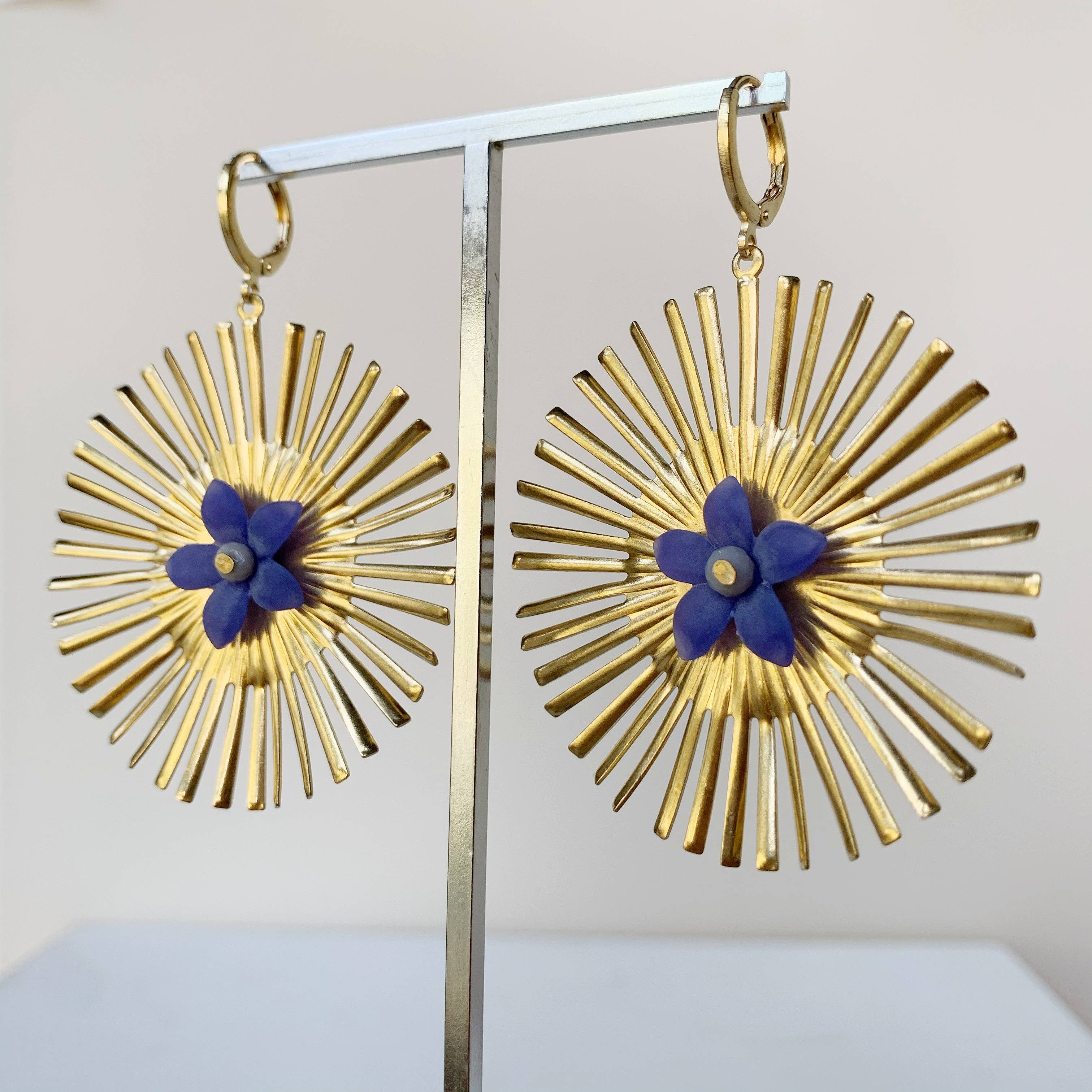 Bou Cou - Wholesale Dangle Earrings - Bammm Blue Vintage Flower Dangle Earrings1