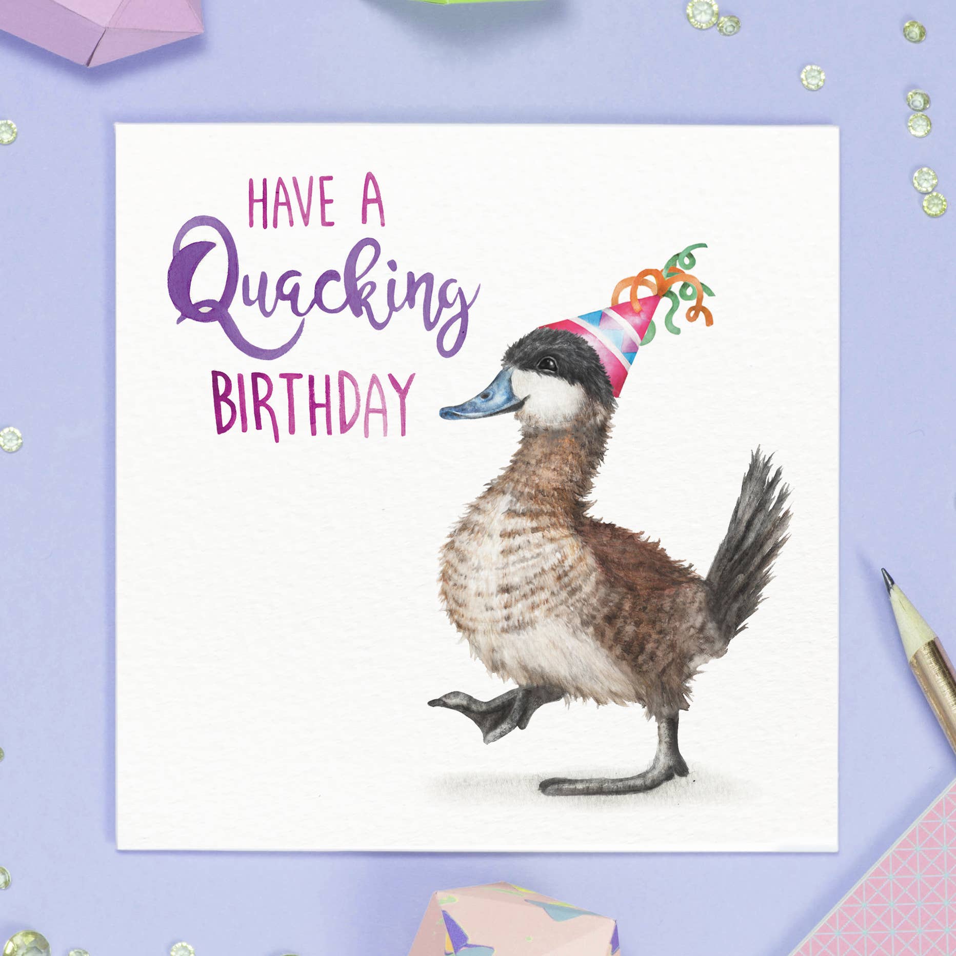 Citrus Bunn - Wholesale Birthday Card - Quacking Birthday - Ruddy Duck British Bird Greetings Card2