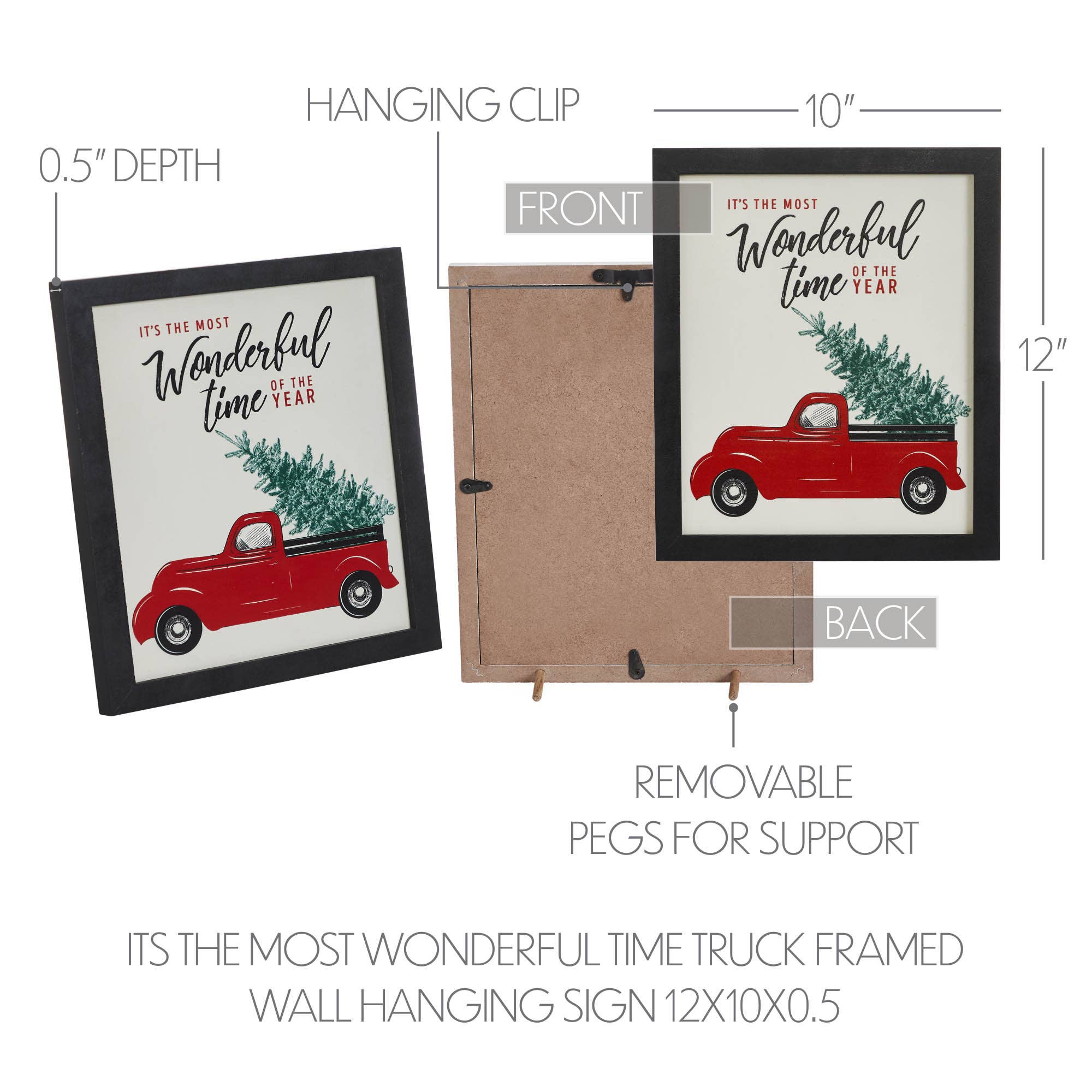 VHC Brands - Vente Pancarte - Panneau mural encadré It's The Most Wonderful Time Truck 12 x 104