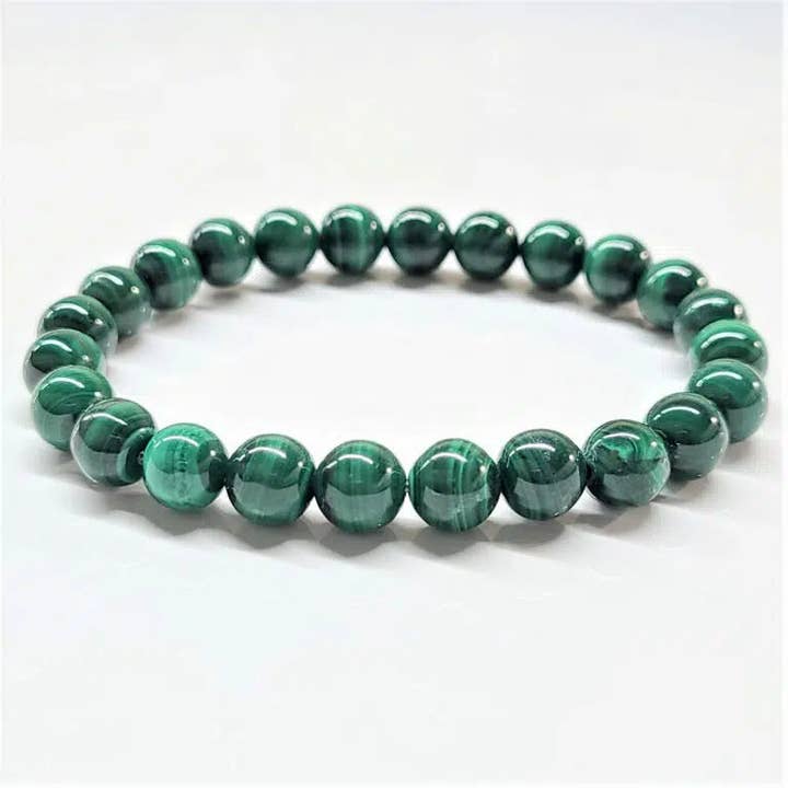 The Healing Sanctuary – Pulseira de missangas por atacado – Pulseiras com Fitas Malaquite REAL 8mm