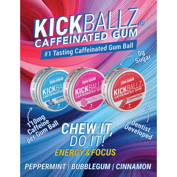 KickBallz Caffeinated Gum for wholesale by NYSLIFE