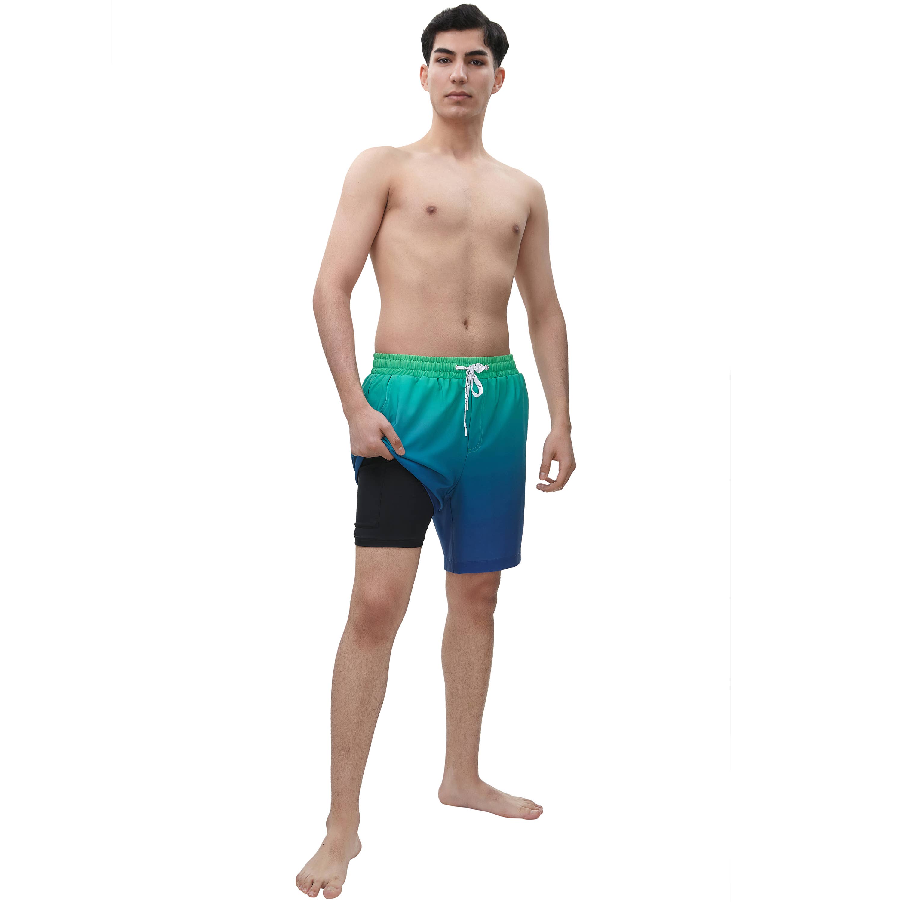 Rokka & Rolla - Wholesale Swim Shorts - Men's - Men's 7'' Stretch Swim Short with Compression Liner Swimwear1