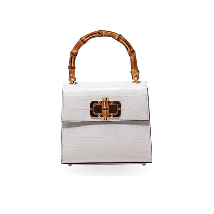 German Fuentes Handbags - Wholesale Top Handle Bag - Women's - GF1922 GENUINE ITALIAN LEATHER BAMBOO HANDLE BAG13