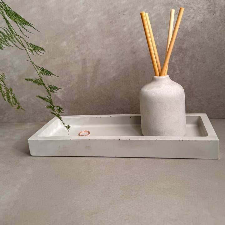 Minimal Loot Design - Vente Plateaux décoratifs - Plateau rectangulaire en béton, porte-objets minimaliste, pour bijoux, savon et trousseau de clés, style moderne9