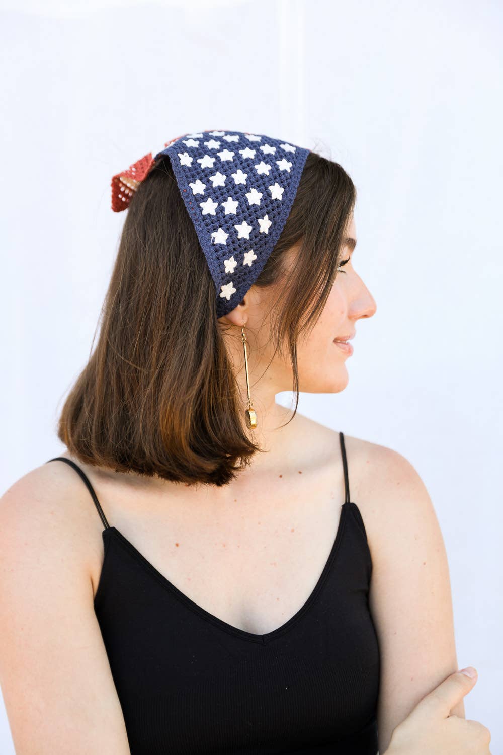 Leto Accessories – wholesale Fashion headband – women's – 🌟 Star-Spangled Crochet Hair Bandana - Red, White, & Blue1