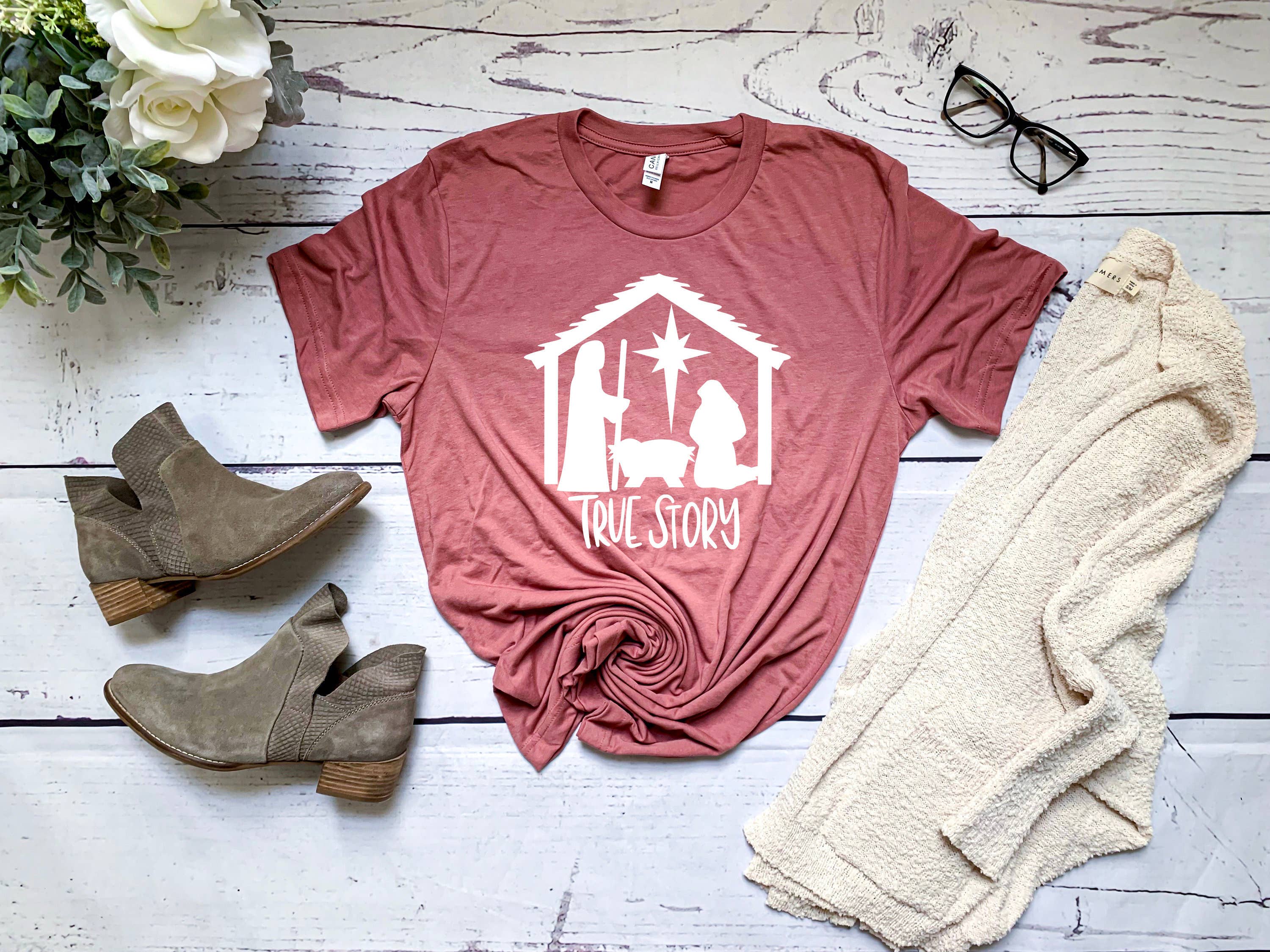 PrimestoreUS – Großhandel T-Shirt mit Siebdruck – Damen – True Story Shirt True Story Weihnachtshemd Weihnachtskrippe Shirt Weihnachtshemd Krippenhemd Krippenhemd Jesus Weihnachtshemd1