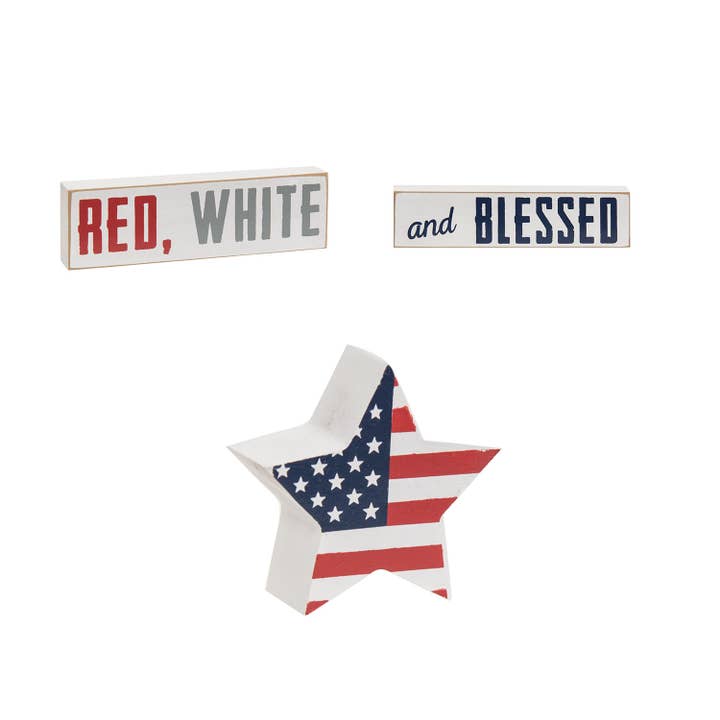 3/Set, rote, weiße und gesegnete Blöcke für den Großhandel von Col House Designs