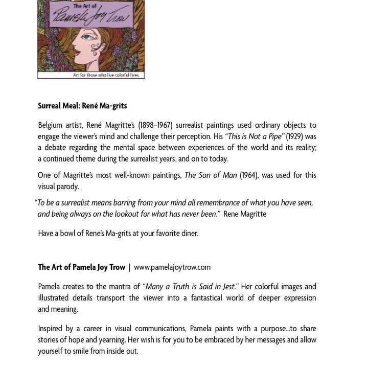 The Art of Pamela Joy Trow - Wholesale Everyday Greeting Card - Surreal Meal: René Ma-grits Greeting Card Magritte Art Parod