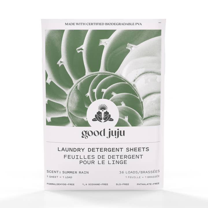 Lenzuola di detersivo per bucato durante la pioggia estiva per la vendita all'ingrosso da parte di Good Juju Body & Home