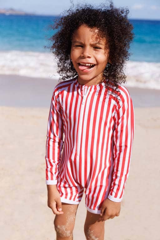 Juillet Juillet - Wholesale One Piece Swimsuit - Kids - Graniers Red/White Romper UPF 50+1