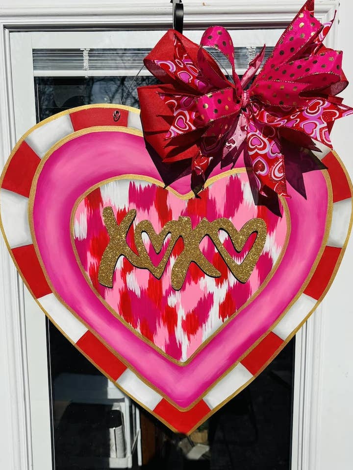 Alla hjärtans dag-"XO XO" Färghatchat Hjärta för wholesale av Chelle Belle's Creations