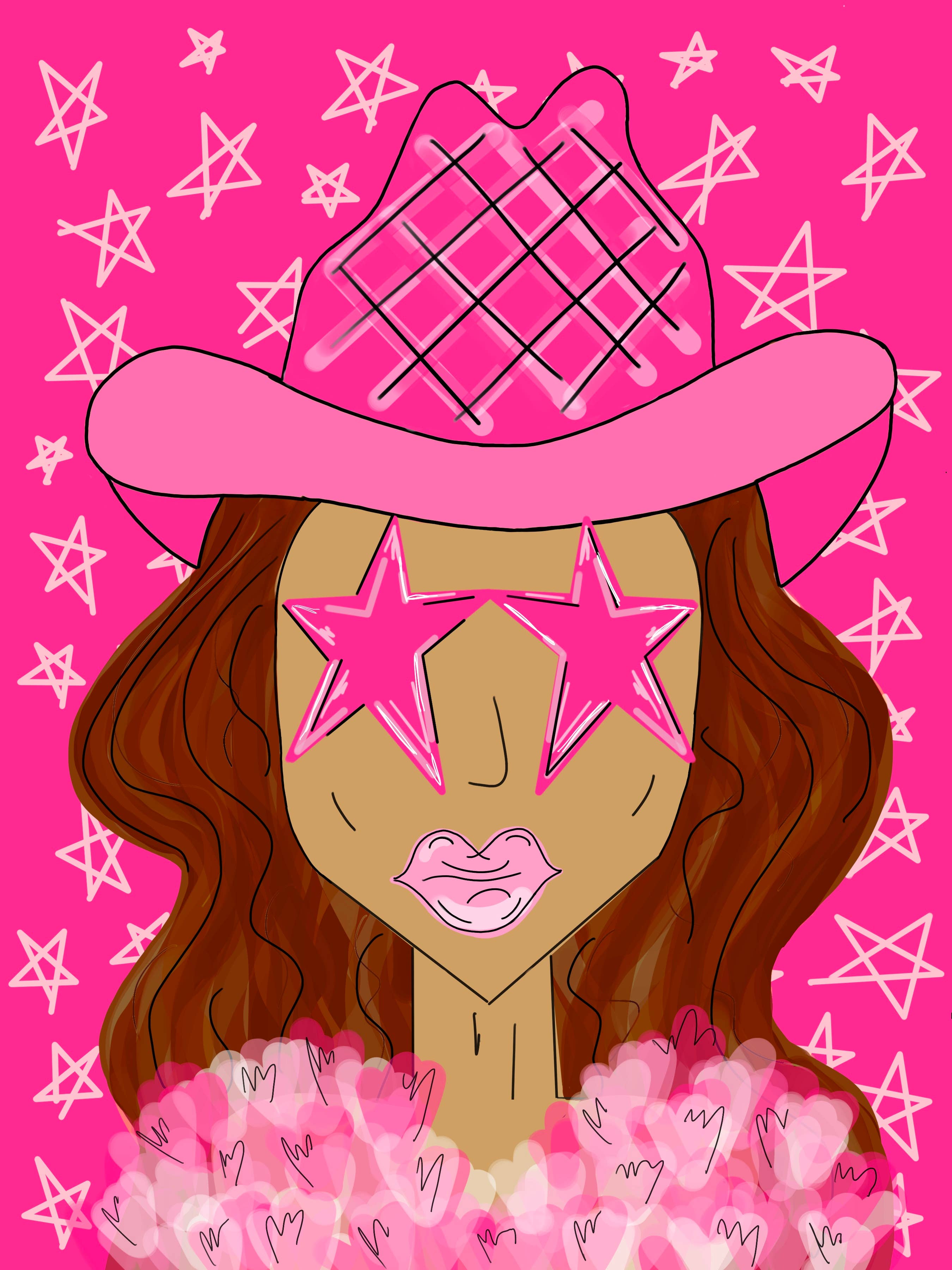 Made By Marissa Art - Vendita all'ingrosso Adesivo - Pi Beta Phi - Cowgirl Funky Rosa - ADESIVO Sorority5