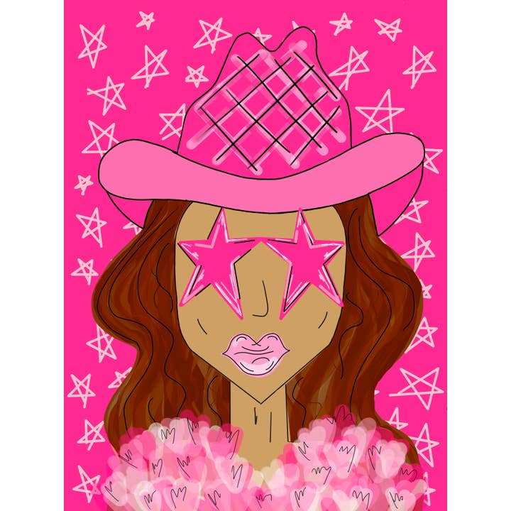 Made By Marissa Art - Vendita all'ingrosso Adesivo - Pi Beta Phi - Cowgirl Funky Rosa - ADESIVO Sorority5