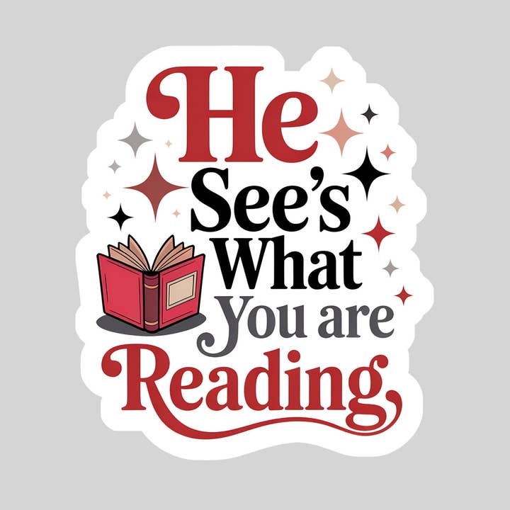 He Sees What You're Reading Santa Clause Christmas – 3" Waterproof Bookish Sticker with Holo Overlay – Reading, Books, Reader Gift, Book Lover for wholesale by Epic Life - Designed
