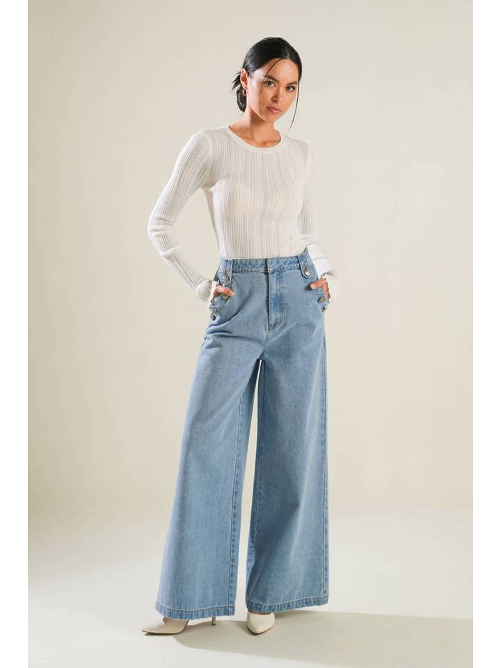 A washed denim pant - FP1353 for wholesale on Faire