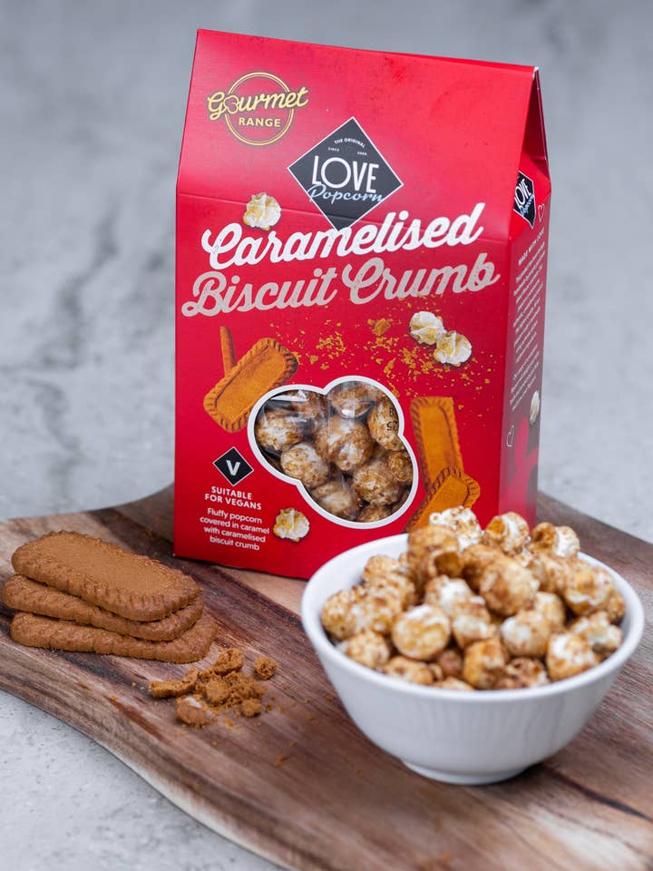 Caramelised Biscuit Crumb Popcorn 100g for wholesale by Love Popcorn