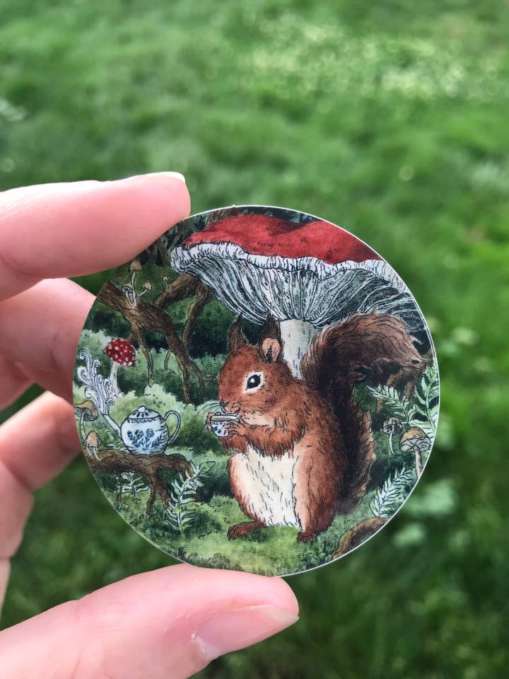 Autocollant « Squirrel Teatime » pour la vente par Lizzy Gass