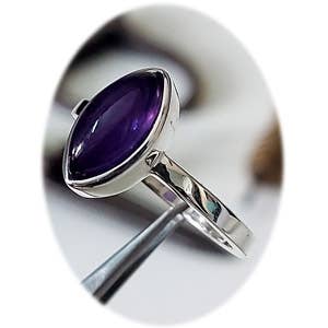 Anillo de Piedra de Plata - Amatista Tranquila para venta al por mayor de Crystal Earth Sterling