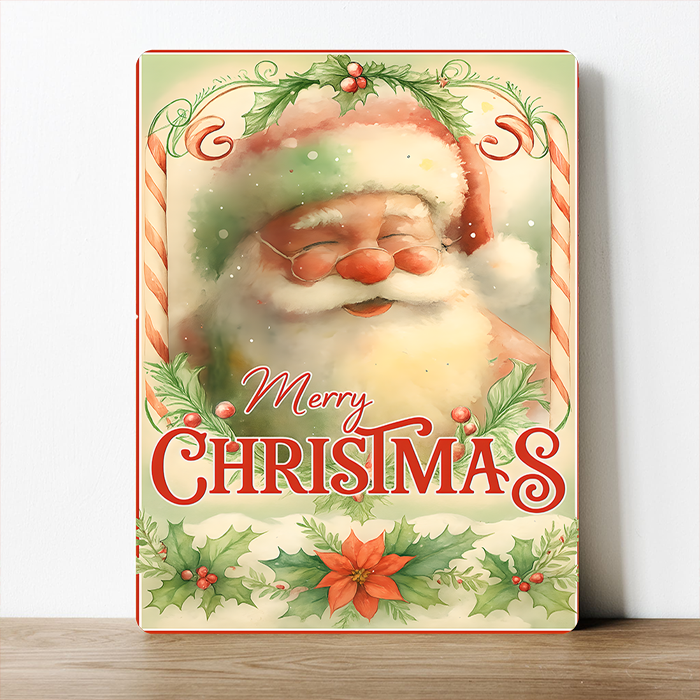 The British Metal Signs Company - Wholesale Christmas Wall Art - Merry Christmas Santa Candy Cane Holly Vintage Metal Sign0