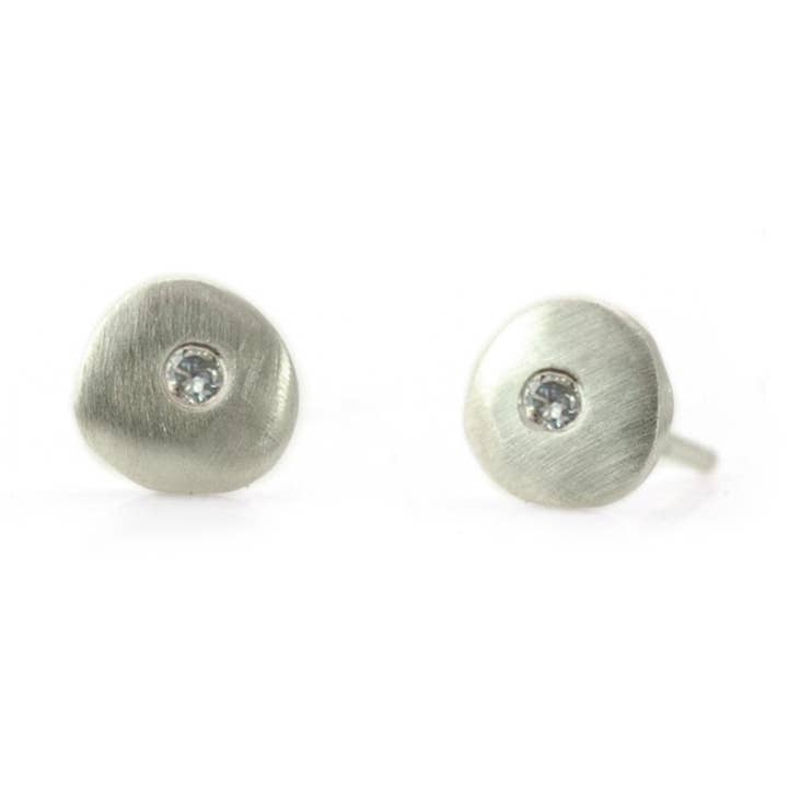 tiny circular posts with ,02 ct diamond earrings for wholesale by Philippa Roberts